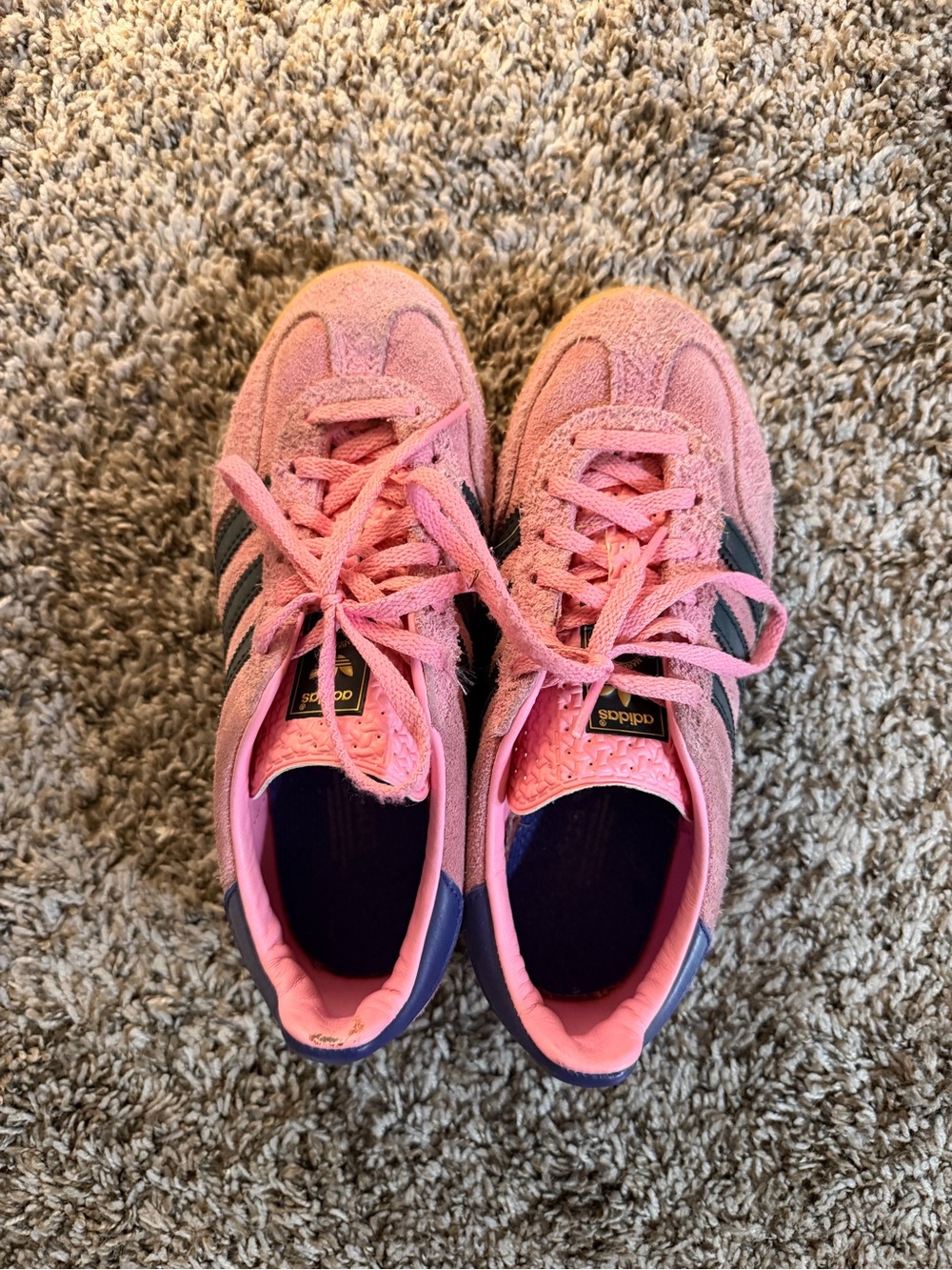 adidas Women Pink Suede Sneakers with Navy Stripes